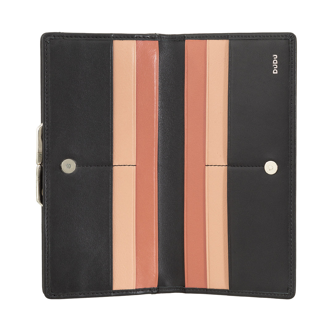 DUDU Women's World True Lederwelt mit RFID -Schutz, Kreditkartenhalter mit Borsellino Clac Portamonete, farbige Banknoten Portflows