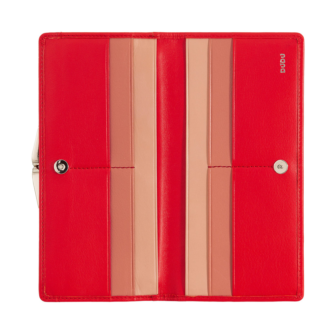 DUDU stor damelommebok i ekte skinn med RFID-beskyttelse, kredittkortholder med myntlommebok Clic Clac, fargerik sedellommebok