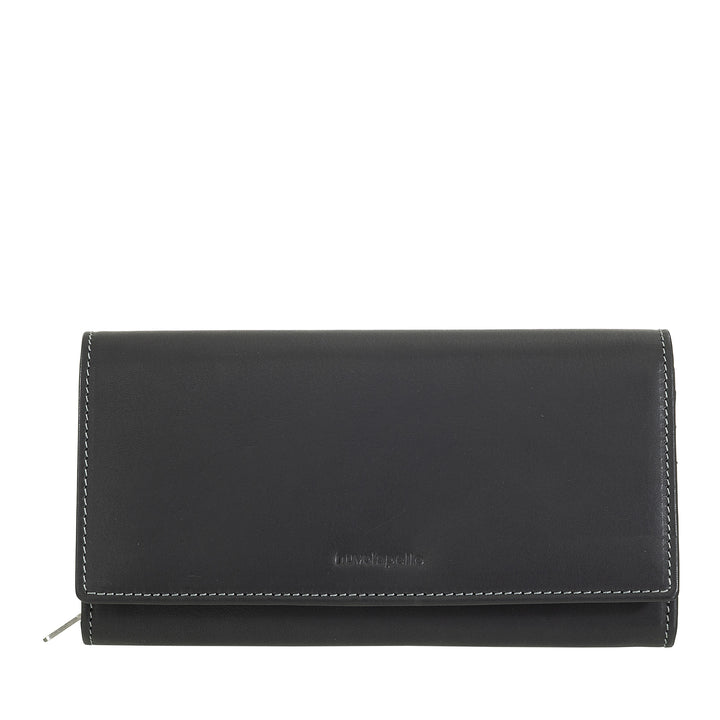 Nuvola leather wallet large woman leather - door holder and large cards with multiple compartments and elegant button closure