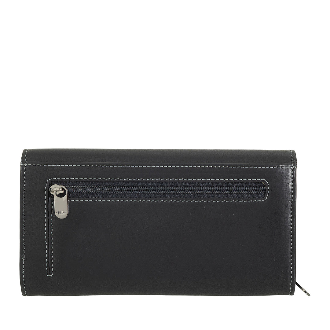 Nuvola leather wallet large woman leather - door holder and large cards with multiple compartments and elegant button closure