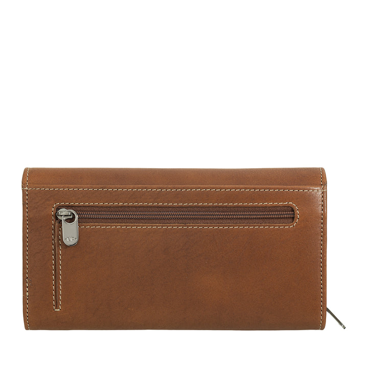 Nuvola leather wallet large woman leather - door holder and large cards with multiple compartments and elegant button closure