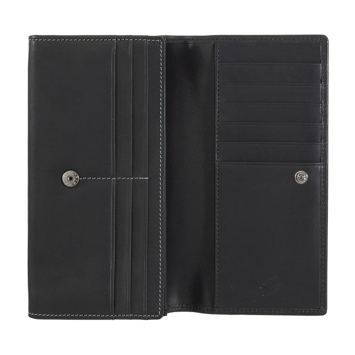 Nuvola leather wallet large woman leather - door holder and large cards with multiple compartments and elegant button closure