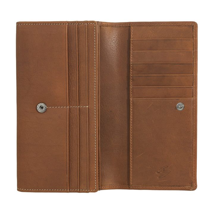 Nuvola leather wallet large woman leather - door holder and large cards with multiple compartments and elegant button closure