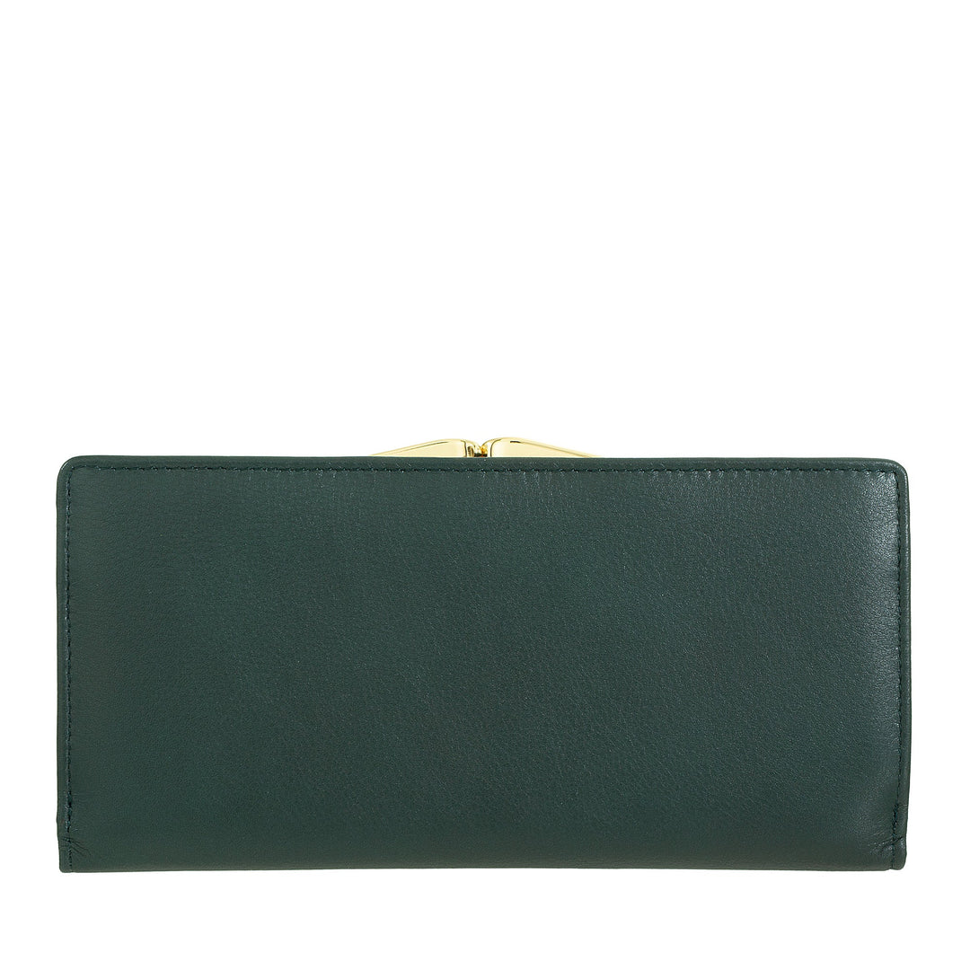 DUDU Cartera Grande para Mujer de Piel Auténtica con Protección RFID, Tarjetero con Monedero Clic Clac, Billetera Colorida
