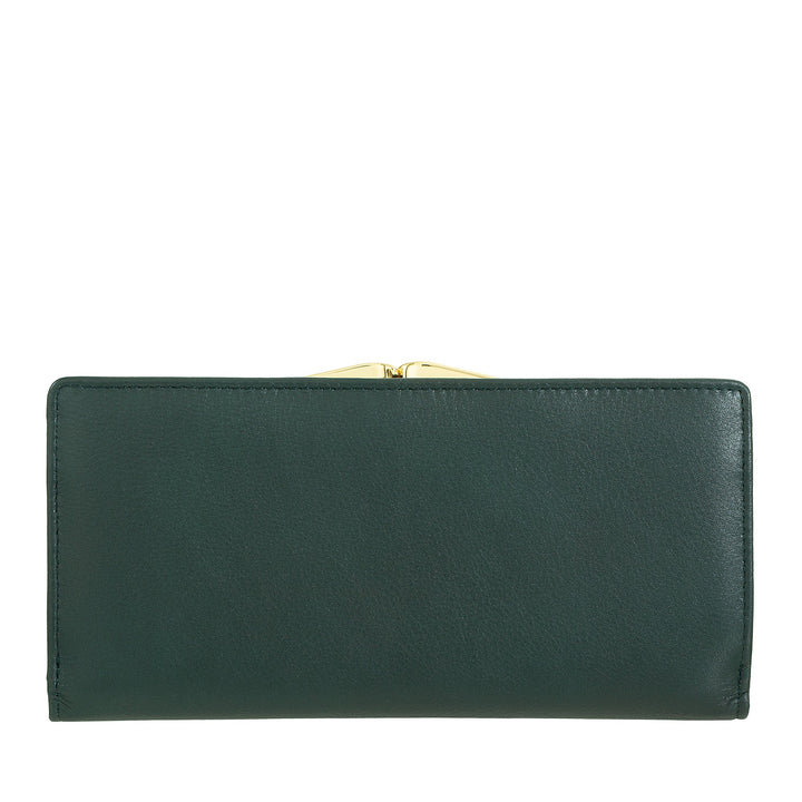 DUDU Cartera Grande para Mujer de Piel Auténtica con Protección RFID, Tarjetero con Monedero Clic Clac, Billetera Colorida