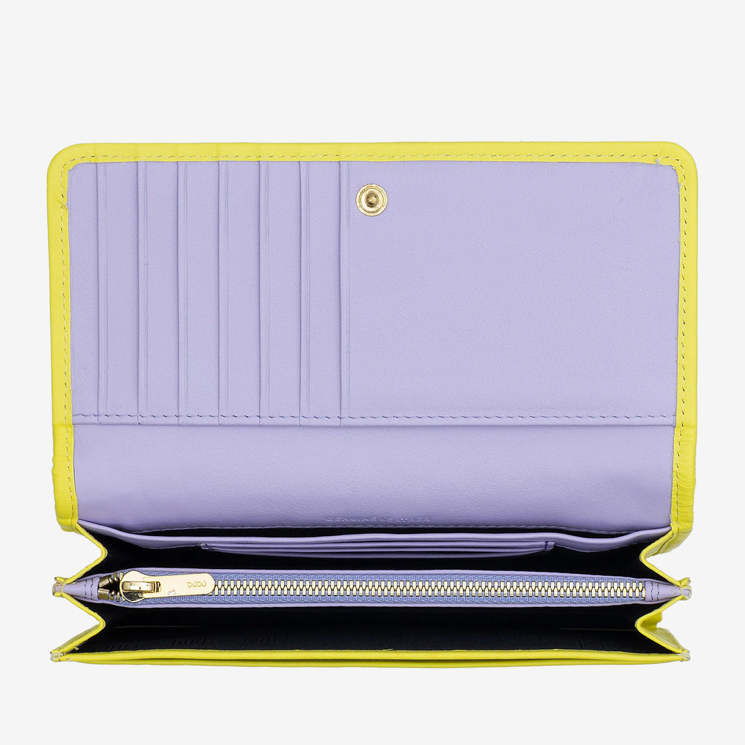 Carteira feminina trançada DUDU em couro genuíno – porta-moedas com zíper, porta-cartões e compartimentos, design elegante feito à mão