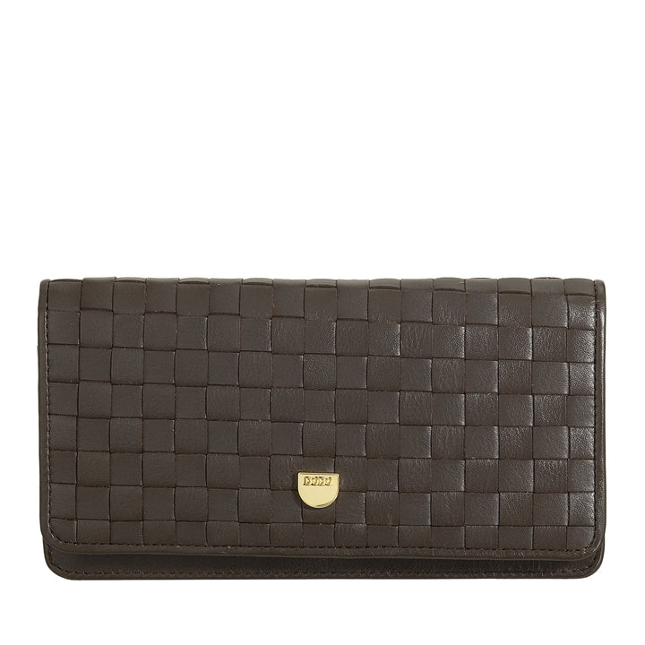 Carteira feminina trançada DUDU em couro genuíno – porta-moedas com zíper, porta-cartões e compartimentos, design elegante feito à mão