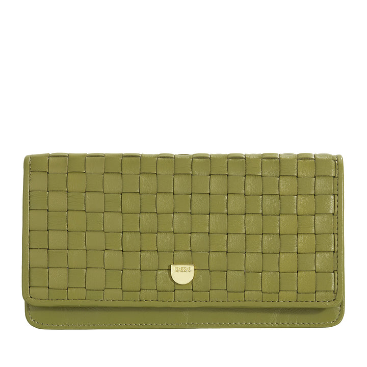 DUDU Portafoglio Donna Intrecciato in Vera Pelle – Portamonete con Zip, Porta Carte Banconote e Scomparti, Elegante Design Artigianale