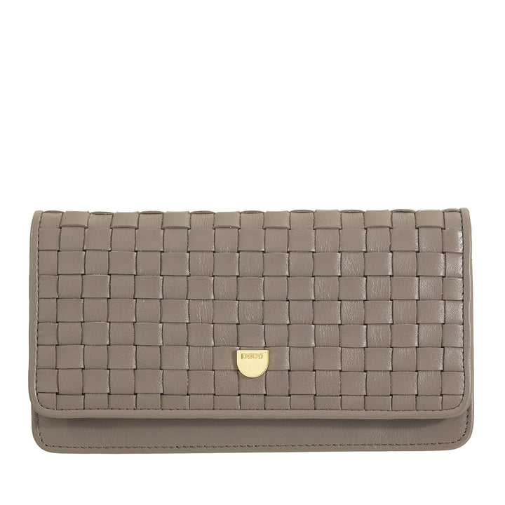 DUDU Portafoglio Donna Intrecciato in Vera Pelle – Portamonete con Zip, Porta Carte Banconote e Scomparti, Elegante Design Artigianale