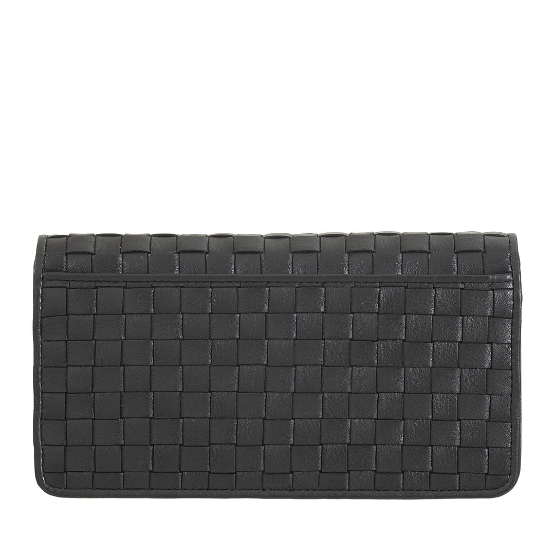 DUDU Portafoglio Donna Intrecciato in Vera Pelle – Portamonete con Zip, Porta Carte Banconote e Scomparti, Elegante Design Artigianale