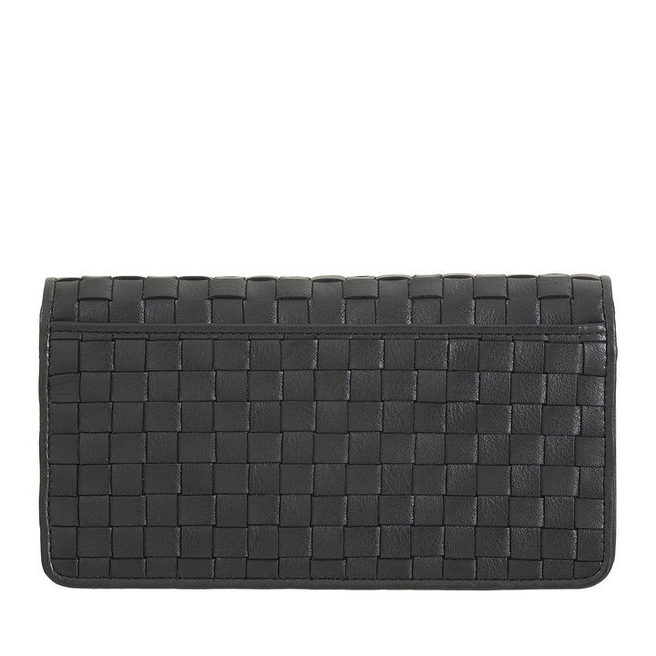 DUDU Portafoglio Donna Intrecciato in Vera Pelle – Portamonete con Zip, Porta Carte Banconote e Scomparti, Elegante Design Artigianale