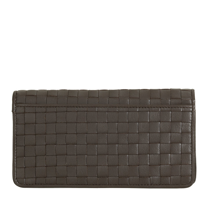 Carteira feminina trançada DUDU em couro genuíno – porta-moedas com zíper, porta-cartões e compartimentos, design elegante feito à mão