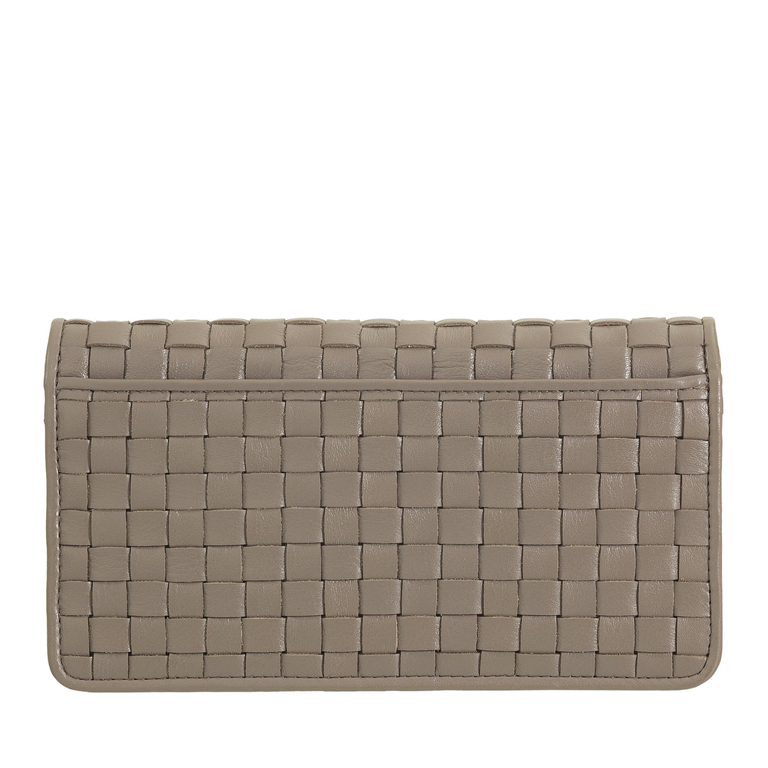 DUDU Portafoglio Donna Intrecciato in Vera Pelle – Portamonete con Zip, Porta Carte Banconote e Scomparti, Elegante Design Artigianale