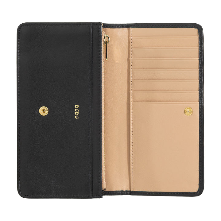 DUDU Portafoglio Donna Intrecciato in Vera Pelle – Portamonete con Zip, Porta Carte Banconote e Scomparti, Elegante Design Artigianale