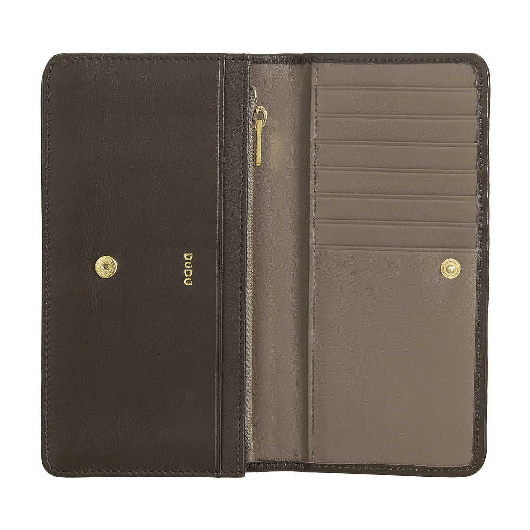 Carteira feminina trançada DUDU em couro genuíno – porta-moedas com zíper, porta-cartões e compartimentos, design elegante feito à mão