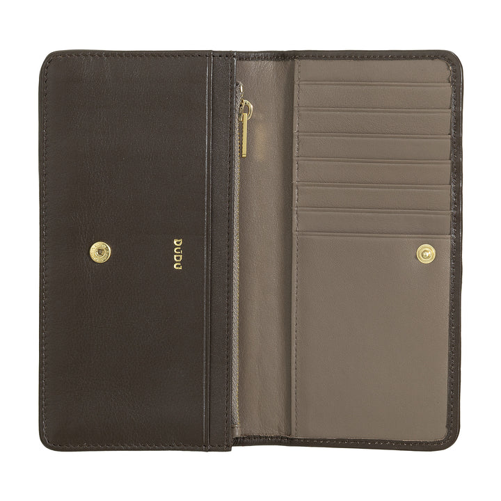 Carteira feminina trançada DUDU em couro genuíno – porta-moedas com zíper, porta-cartões e compartimentos, design elegante feito à mão