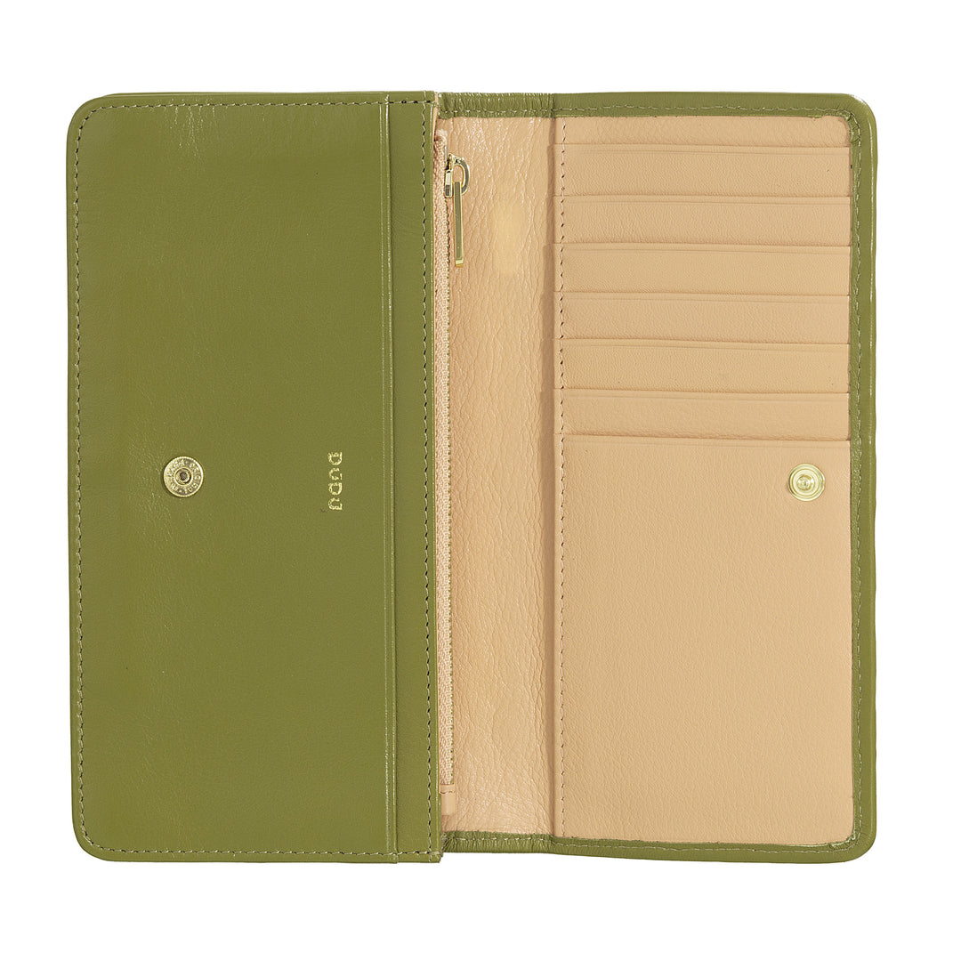 DUDU Portafoglio Donna Intrecciato in Vera Pelle – Portamonete con Zip, Porta Carte Banconote e Scomparti, Elegante Design Artigianale