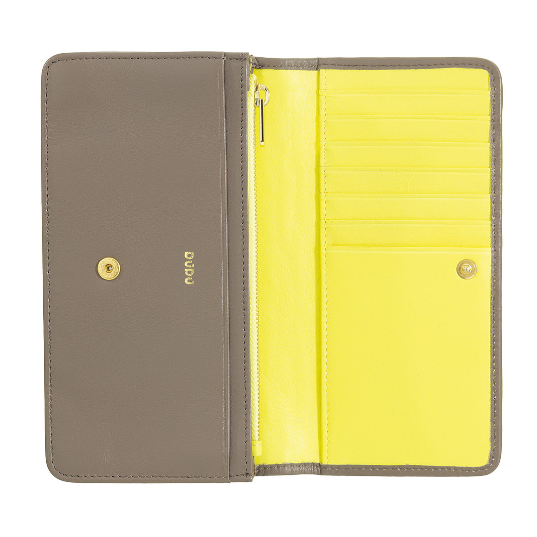 DUDU Portafoglio Donna Intrecciato in Vera Pelle – Portamonete con Zip, Porta Carte Banconote e Scomparti, Elegante Design Artigianale