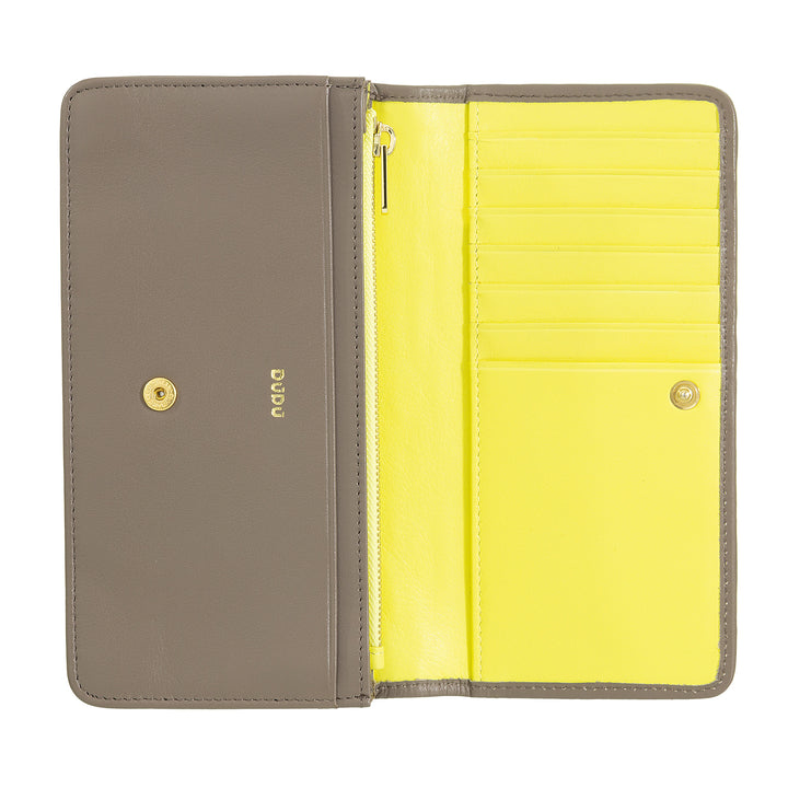 DUDU Portafoglio Donna Intrecciato in Vera Pelle – Portamonete con Zip, Porta Carte Banconote e Scomparti, Elegante Design Artigianale