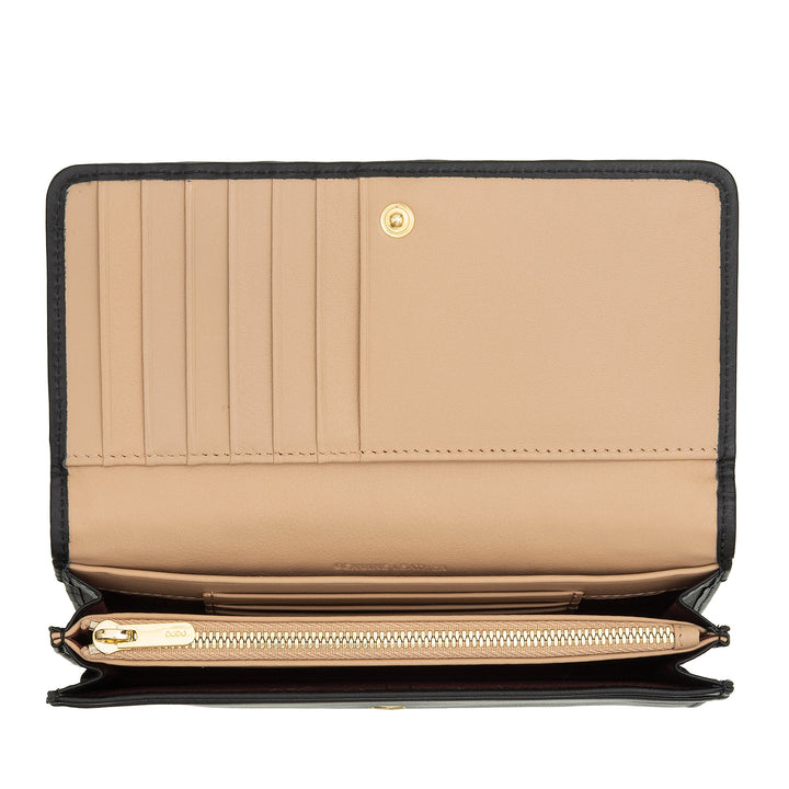 DUDU Portafoglio Donna Intrecciato in Vera Pelle – Portamonete con Zip, Porta Carte Banconote e Scomparti, Elegante Design Artigianale