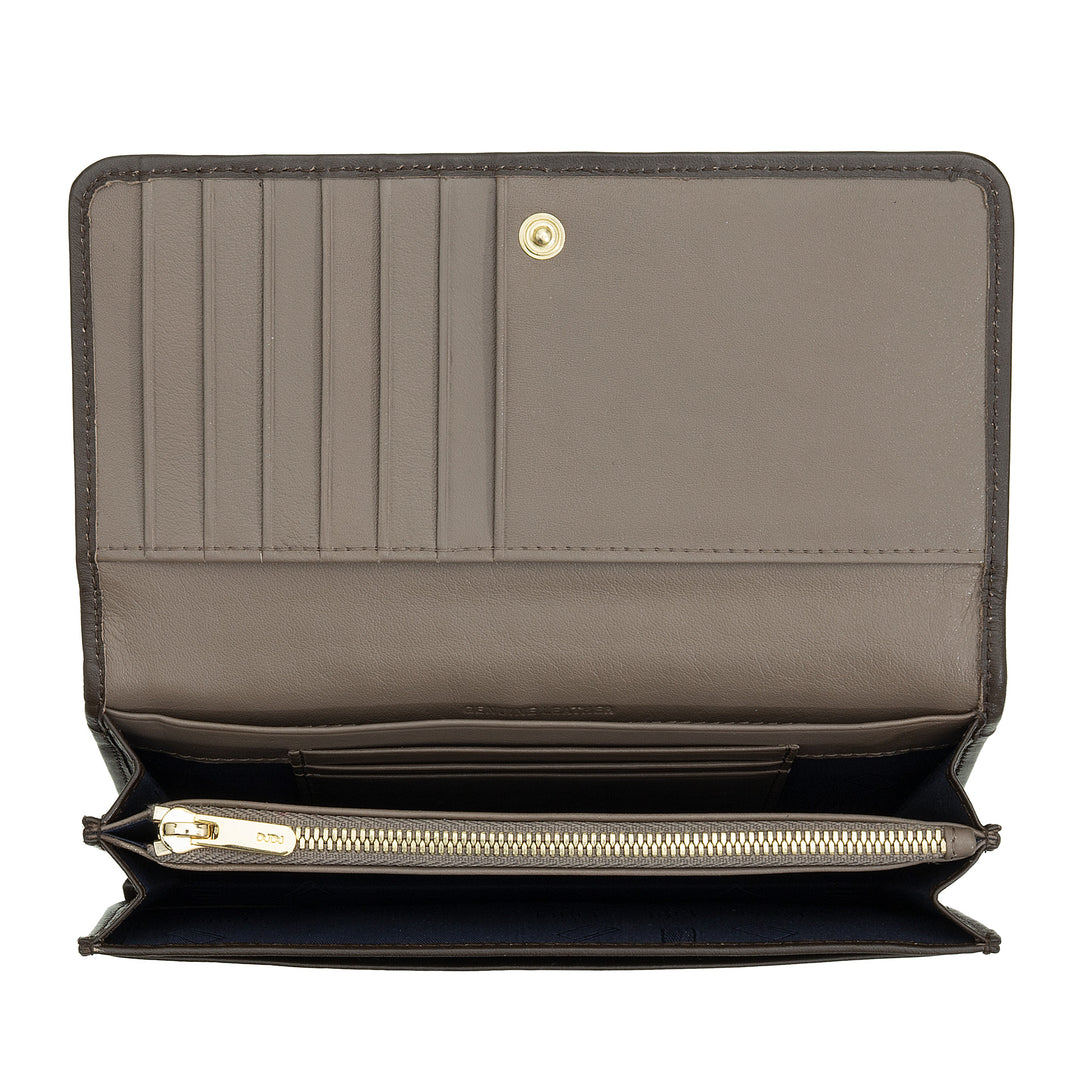 Carteira feminina trançada DUDU em couro genuíno – porta-moedas com zíper, porta-cartões e compartimentos, design elegante feito à mão