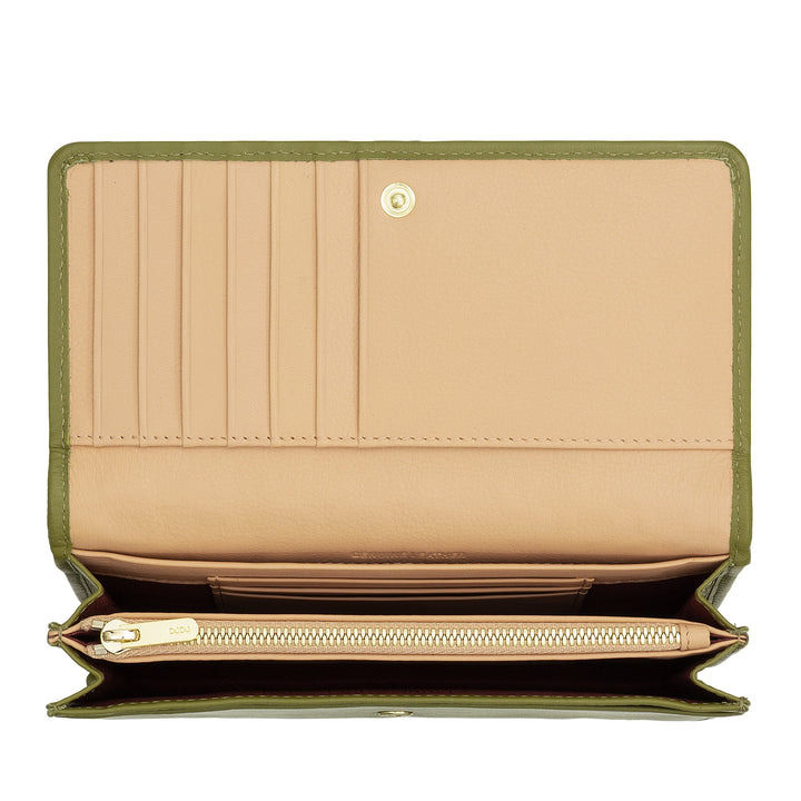 DUDU Portafoglio Donna Intrecciato in Vera Pelle – Portamonete con Zip, Porta Carte Banconote e Scomparti, Elegante Design Artigianale