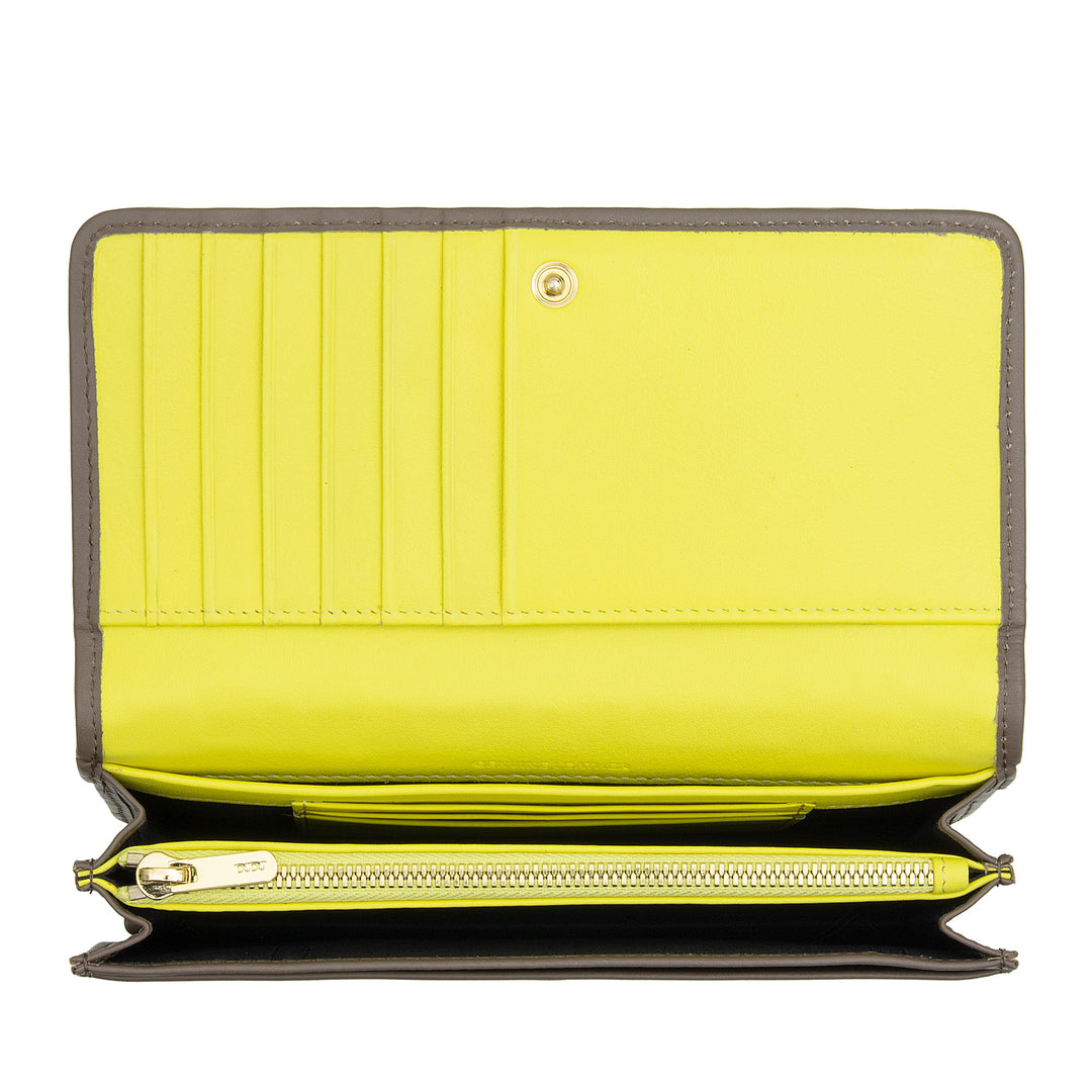 DUDU Portafoglio Donna Intrecciato in Vera Pelle – Portamonete con Zip, Porta Carte Banconote e Scomparti, Elegante Design Artigianale