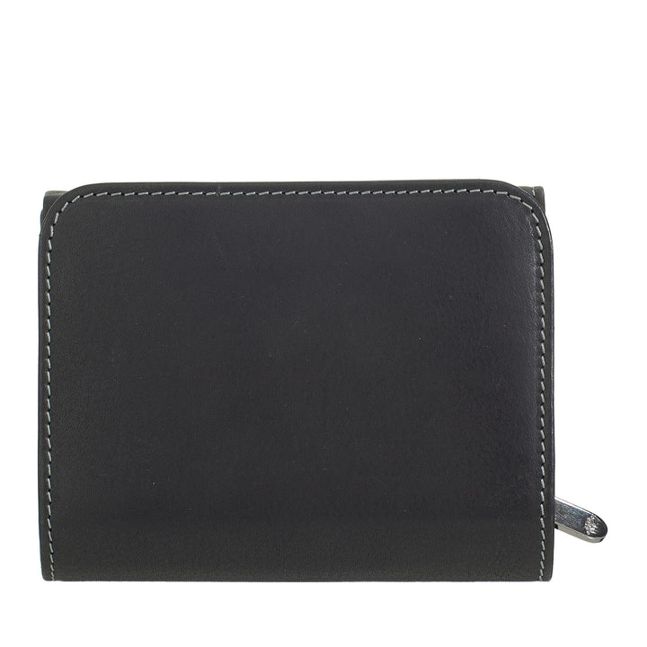 Nuvola leather wallet woman leather with zipper door - elegant zip wallet, cards and banknotes, compact and functional design