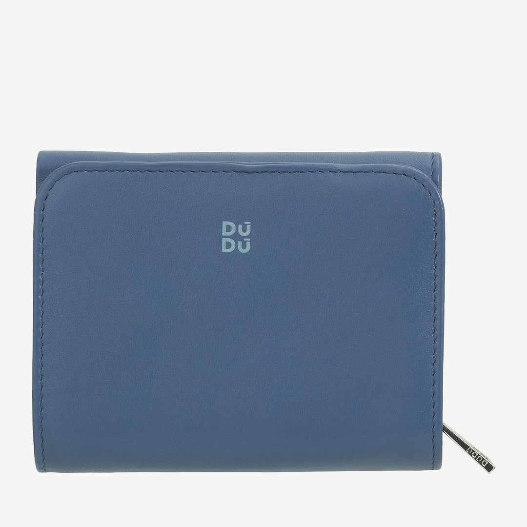 DUDU Cartera Pequeña de Mujer de Piel con Monedero con Cremallera - Diseño Compacto y Escritura Après Ski - Cartera para Tarjetas y Billetes, Moda de Moda