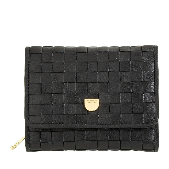 Portfel damski DUDU z tkanej skóry - Kompaktowy portfel z portmonówką zapinaną na zamek, eleganckim etui na banknoty, etui na karty