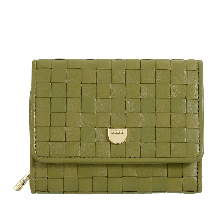 Portfel damski DUDU z tkanej skóry - Kompaktowy portfel z portmonówką zapinaną na zamek, eleganckim etui na banknoty, etui na karty