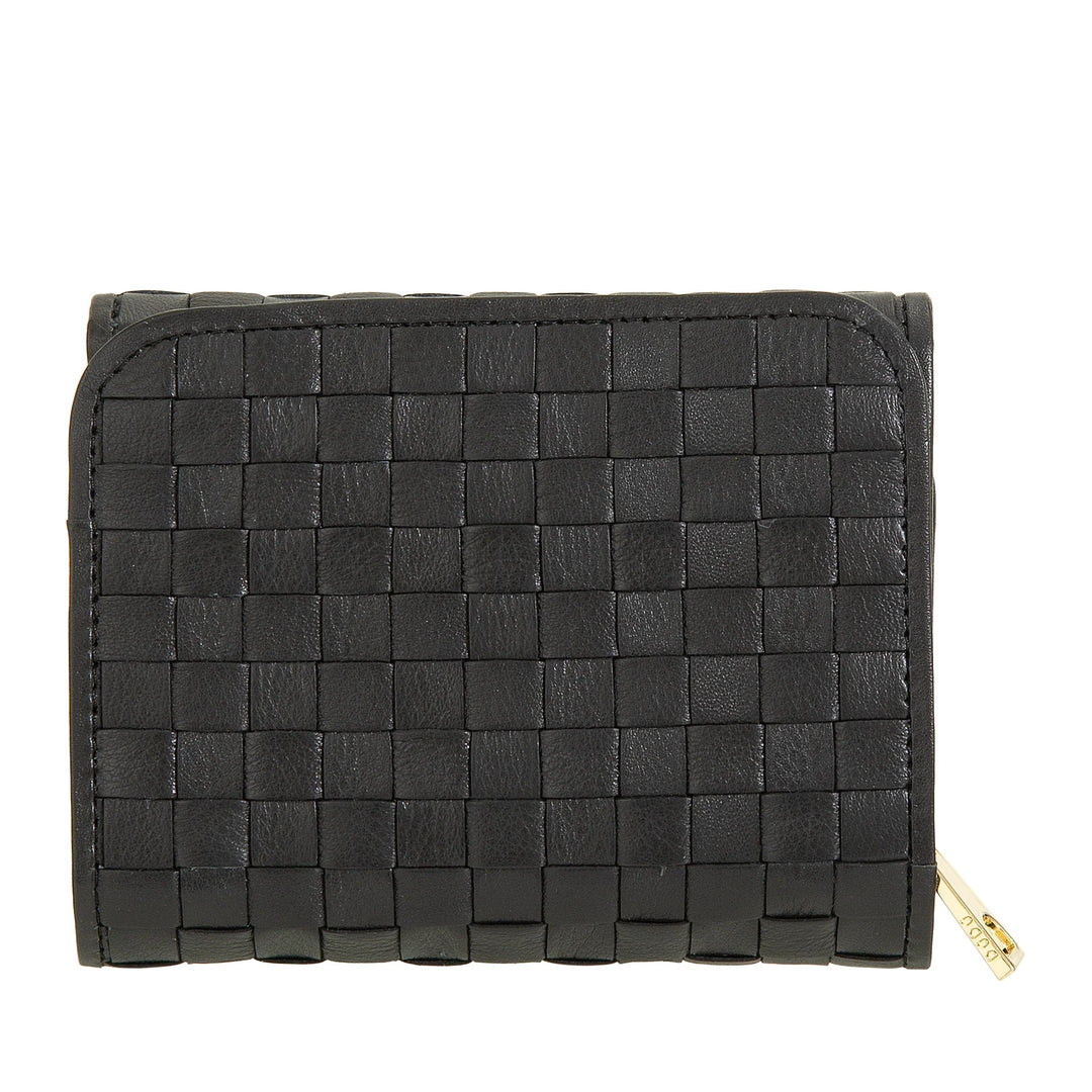 Portfel damski DUDU z tkanej skóry - Kompaktowy portfel z portmonówką zapinaną na zamek, eleganckim etui na banknoty, etui na karty