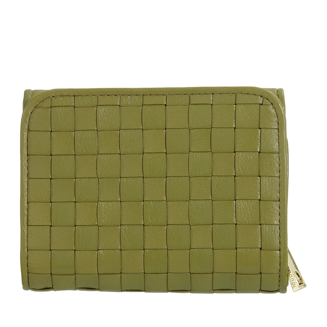 Portfel damski DUDU z tkanej skóry - Kompaktowy portfel z portmonówką zapinaną na zamek, eleganckim etui na banknoty, etui na karty