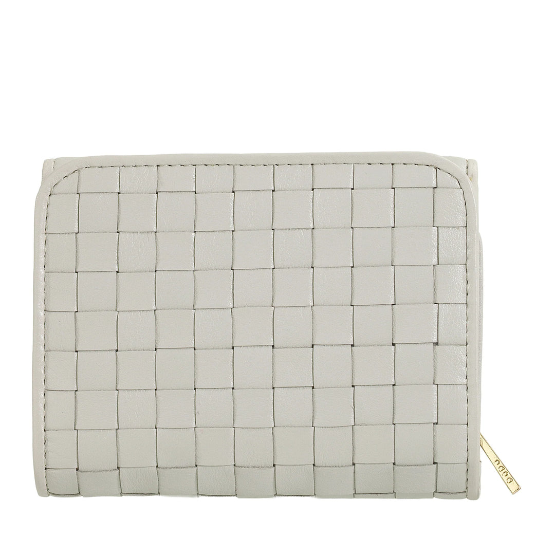 Portfel damski DUDU z tkanej skóry - Kompaktowy portfel z portmonówką zapinaną na zamek, eleganckim etui na banknoty, etui na karty