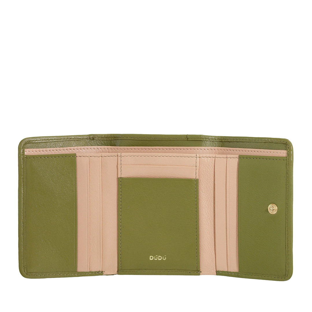 Portfel damski DUDU z tkanej skóry - Kompaktowy portfel z portmonówką zapinaną na zamek, eleganckim etui na banknoty, etui na karty