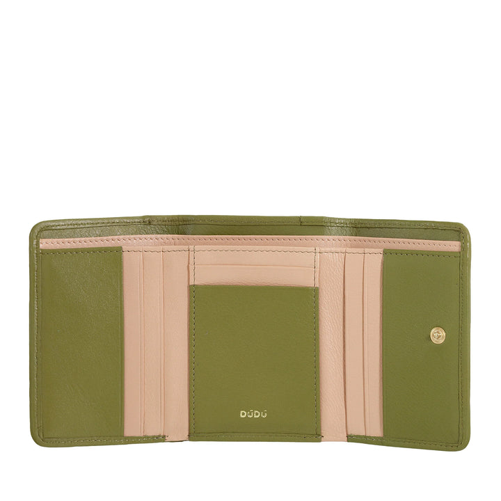 Portfel damski DUDU z tkanej skóry - Kompaktowy portfel z portmonówką zapinaną na zamek, eleganckim etui na banknoty, etui na karty