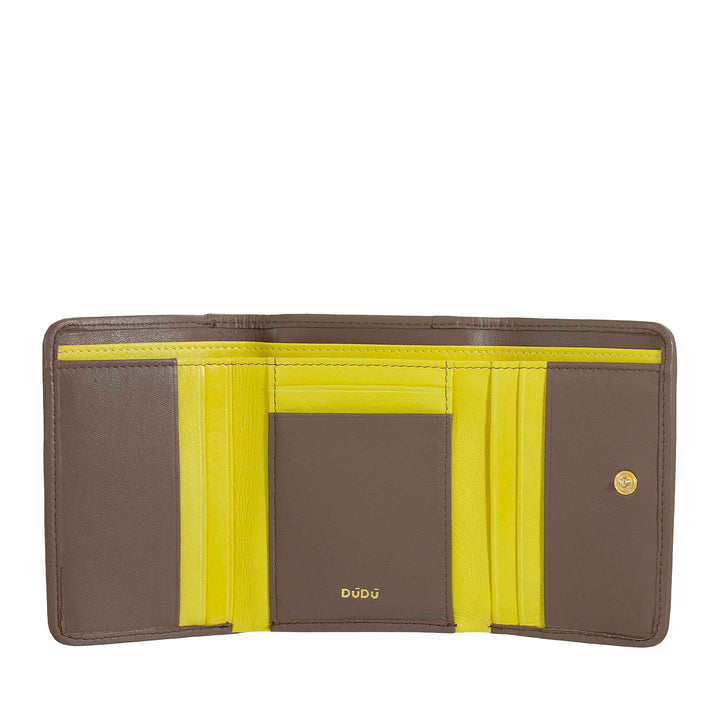 DUDU Cartera de Mujer en Piel Tejida - Cartera Compacta con Monedero con Cremallera, Elegante Porta Billetes, Tarjetero