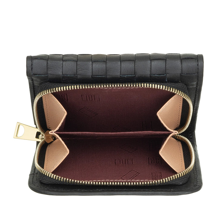 Portfel damski DUDU z tkanej skóry - Kompaktowy portfel z portmonówką zapinaną na zamek, eleganckim etui na banknoty, etui na karty