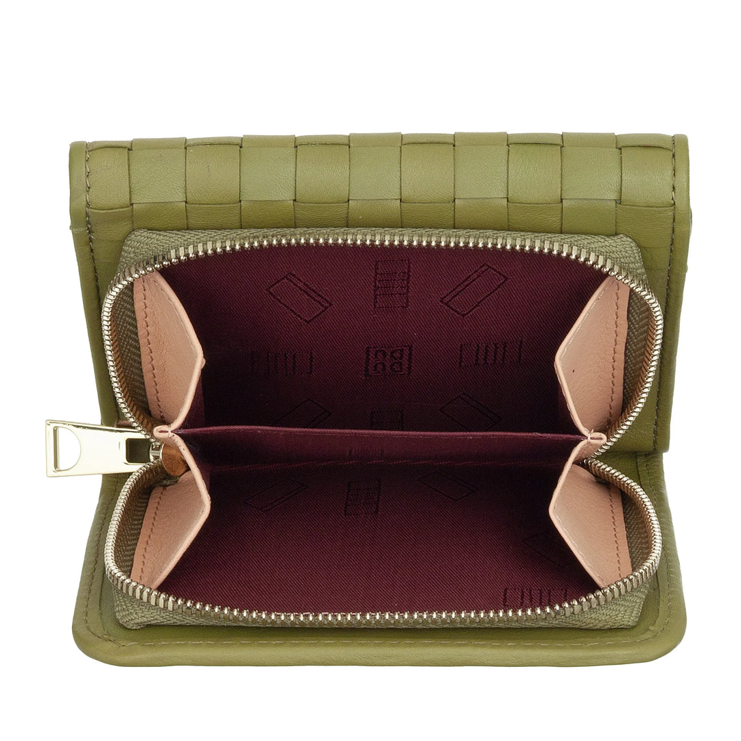 Portfel damski DUDU z tkanej skóry - Kompaktowy portfel z portmonówką zapinaną na zamek, eleganckim etui na banknoty, etui na karty