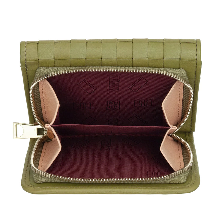 Portfel damski DUDU z tkanej skóry - Kompaktowy portfel z portmonówką zapinaną na zamek, eleganckim etui na banknoty, etui na karty