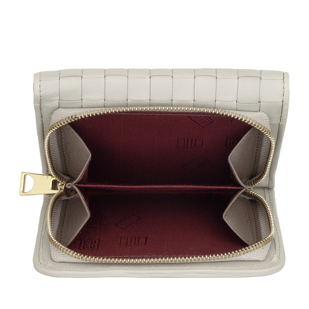 Portfel damski DUDU z tkanej skóry - Kompaktowy portfel z portmonówką zapinaną na zamek, eleganckim etui na banknoty, etui na karty