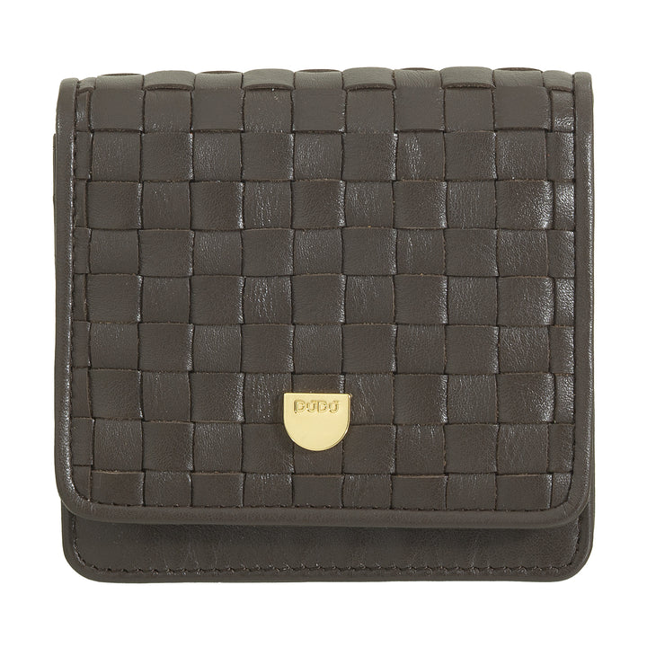 DUDU Portafoglio Piccolo Donna Pelle Intrecciata – Elegante e Compatto con Scomparti per Carte, Tessere, Banconote e Monete – Design Raffinato