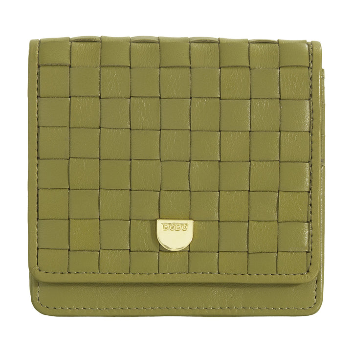 DUDU Portafoglio Piccolo Donna Pelle Intrecciata – Elegante e Compatto con Scomparti per Carte, Tessere, Banconote e Monete – Design Raffinato