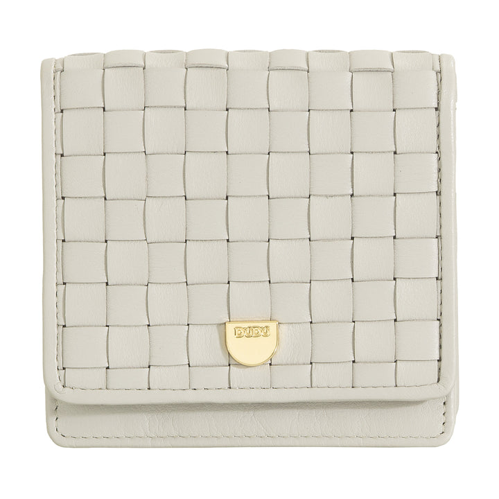 DUDU Portafoglio Piccolo Donna Pelle Intrecciata – Elegante e Compatto con Scomparti per Carte, Tessere, Banconote e Monete – Design Raffinato