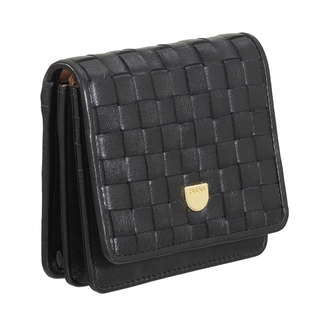 DUDU Portafoglio Piccolo Donna Pelle Intrecciata – Elegante e Compatto con Scomparti per Carte, Tessere, Banconote e Monete – Design Raffinato