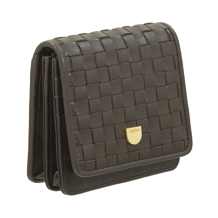 DUDU Portafoglio Piccolo Donna Pelle Intrecciata – Elegante e Compatto con Scomparti per Carte, Tessere, Banconote e Monete – Design Raffinato