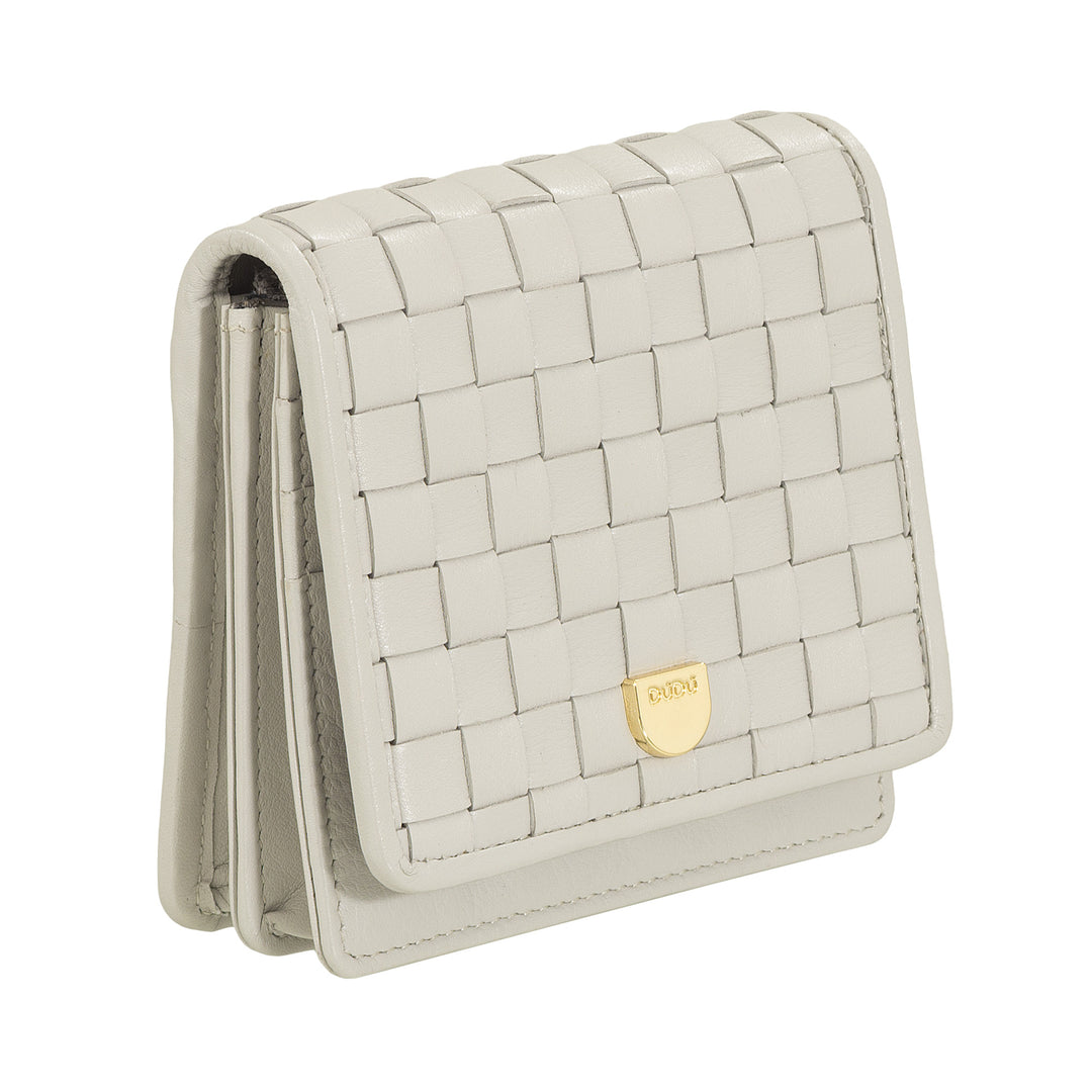 DUDU Portafoglio Piccolo Donna Pelle Intrecciata – Elegante e Compatto con Scomparti per Carte, Tessere, Banconote e Monete – Design Raffinato