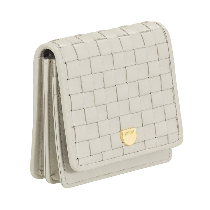 DUDU Portafoglio Piccolo Donna Pelle Intrecciata – Elegante e Compatto con Scomparti per Carte, Tessere, Banconote e Monete – Design Raffinato