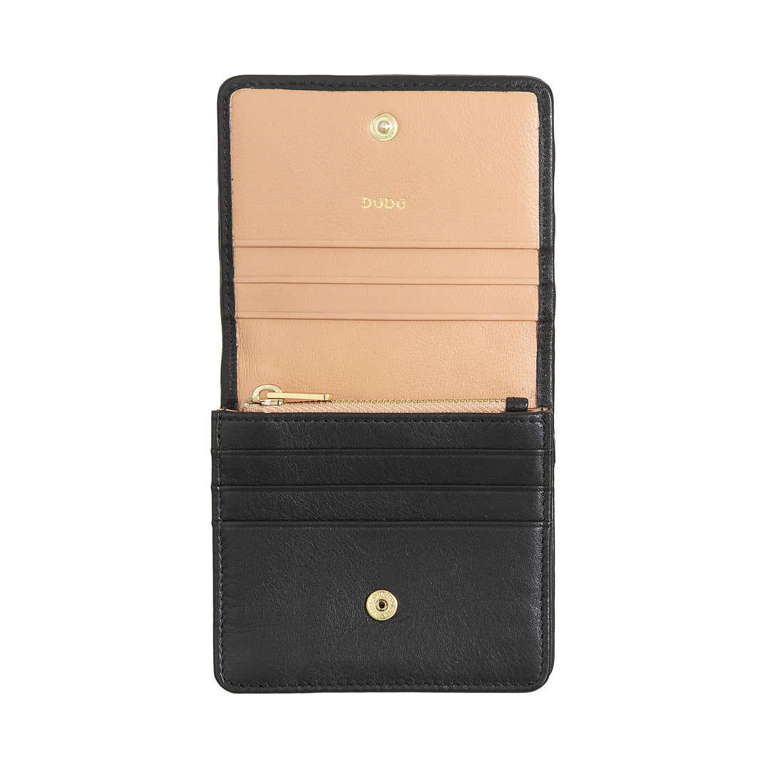 DUDU Portafoglio Piccolo Donna Pelle Intrecciata – Elegante e Compatto con Scomparti per Carte, Tessere, Banconote e Monete – Design Raffinato