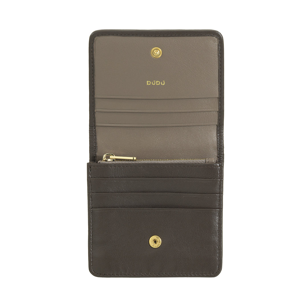 DUDU Portafoglio Piccolo Donna Pelle Intrecciata – Elegante e Compatto con Scomparti per Carte, Tessere, Banconote e Monete – Design Raffinato